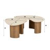 Set de 2 tables basses ARMAND en céramique finition travertin 1