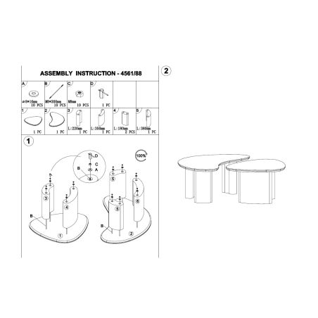Set de 2 tables basses ARMAND en céramique finition travertin 1