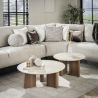 Set de 2 tables basses rondes ARMAND en céramique finition travertin