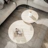 Set de 2 tables basses rondes ARMAND en céramique finition travertin