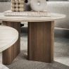 Set de 2 tables basses rondes ARMAND en céramique finition travertin