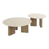 Set de 2 tables basses rondes ARMAND en céramique finition travertin