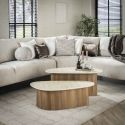 Set de 2 tables basses ARMAND en céramique finition travertin - forme triangulaire