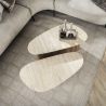 Set de 2 tables basses ARMAND en céramique finition travertin - forme triangulaire