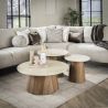 Set de 3 tables basses rondes ARMAND en céramique finition travertin