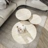 Set de 3 tables basses rondes ARMAND en céramique finition travertin
