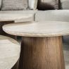 Set de 3 tables basses rondes ARMAND en céramique finition travertin