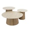 Set de 3 tables basses rondes ARMAND en céramique finition travertin