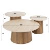 Set de 3 tables basses rondes ARMAND en céramique finition travertin