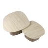 Set de 2 tables basses ARMAND en céramique finition travertin - forme de galet