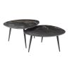 Set de 2 tables basses de forme organique ATHOS en céramique finition fossil black