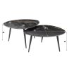 Set de 2 tables basses de forme organique ATHOS en céramique finition fossil black
