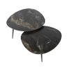 Set de 2 tables basses de forme organique ATHOS en céramique finition fossil black
