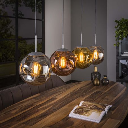 Suspension SOLARIA de style industriel avec 4 ampoules incluses