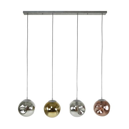 Suspension SOLARIA de style industriel avec 4 ampoules incluses