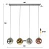 Suspension SOLARIA de style industriel avec 4 ampoules incluses