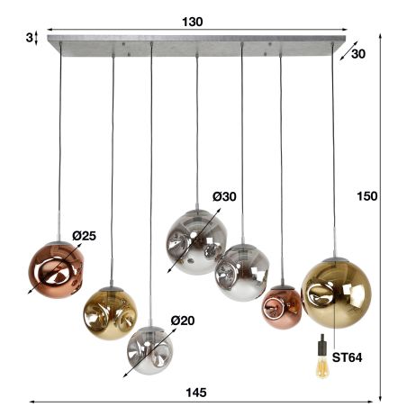 copy ofSuspension SOLARIA de style contemporain avec 4 ampoules incluses
