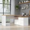Bureau d'angle AURELIA en blanc brillant et décor chêne cadiz