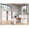 Bureau d'angle AURELIA en blanc brillant et décor chêne cadiz