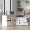 Bureau droit 160 cm AURELIA avec 3 tiroirs en blanc brillant et décor chêne cadiz