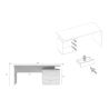 Bureau droit 160 cm AURELIA avec 3 tiroirs en blanc brillant et décor chêne cadiz