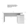Bureau d'angle AURELIA en blanc brillant et décor chêne cadiz