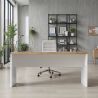 Bureau droit 138 cm AURELIA en blanc brillant et décor chêne cadiz
