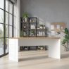 Bureau droit 160 cm AURELIA en blanc brillant et décor chêne cadiz