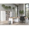 Bureau droit 160 cm AURELIA en blanc brillant et décor chêne cadiz