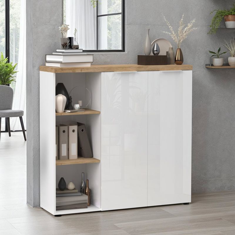 Armoire de bureau 120 cm AURELIA avec 2 portes et 3 niches