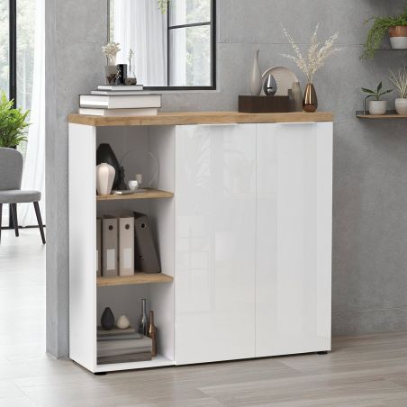 Armoire de bureau 120 cm AURELIA avec 2 portes et 3 niches