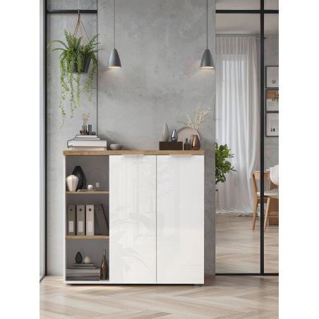 Armoire de bureau 120 cm AURELIA avec 2 portes et 3 niches
