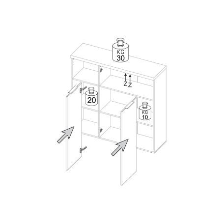 Armoire de bureau 120 cm AURELIA avec 2 portes et 3 niches