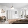 Armoire 4 portes 181 cm OBERON en décor blanc mat avec accessoires intérieurs inclus