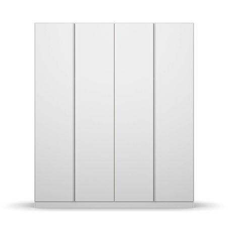 Armoire 4 portes 181 cm OBERON en décor blanc mat avec accessoires intérieurs inclus