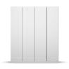 Armoire 4 portes 181 cm OBERON en décor blanc mat avec accessoires intérieurs inclus