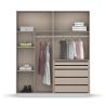 Armoire 4 portes 181 cm OBERON en décor blanc mat avec accessoires intérieurs inclus