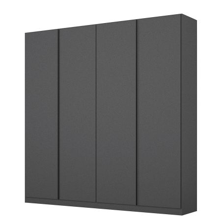 Armoire 4 portes 181 cm OBERON en décor gris métal avec accessoires intérieurs inclus