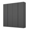 Armoire 4 portes 181 cm OBERON en décor gris métal avec accessoires intérieurs inclus