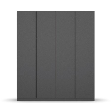 Armoire 4 portes 181 cm OBERON en décor gris métal avec accessoires intérieurs inclus