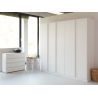 Armoire 5 portes 226 cm OBERON en décor blanc mat avec accessoires intérieurs inclus
