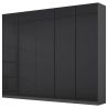 Armoire 5 portes 226 cm OBERON en décor verre brillant basalte avec accessoires intérieurs inclus