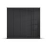 Armoire 5 portes 226 cm OBERON en décor verre brillant basalte avec accessoires intérieurs inclus