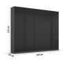 Armoire 5 portes 226 cm OBERON en décor verre brillant basalte avec accessoires intérieurs inclus