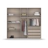 Armoire 5 portes 226 cm OBERON en décor verre brillant basalte avec accessoires intérieurs inclus