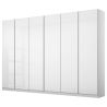Armoire 6 portes 271 cm OBERON en décor verre brillant blanc avec accessoires intérieurs inclus