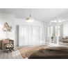 Armoire 6 portes 271 cm OBERON en décor verre brillant blanc avec accessoires intérieurs inclus