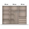 Armoire 6 portes 271 cm OBERON en décor verre brillant blanc avec accessoires intérieurs inclus