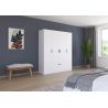 Armoire 181 cm BLISS avec 4 portes et 1 tiroir en décor blanc mat