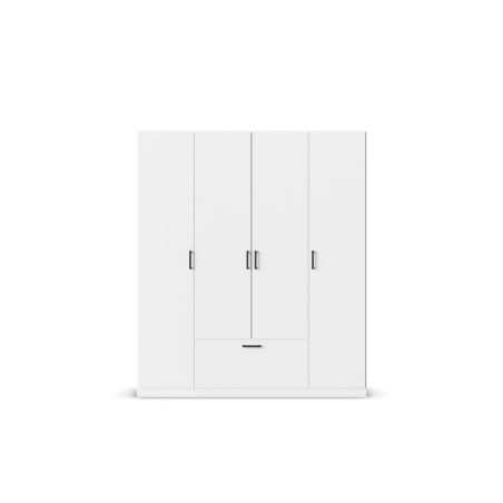 Armoire 181 cm BLISS avec 4 portes et 1 tiroir en décor blanc mat